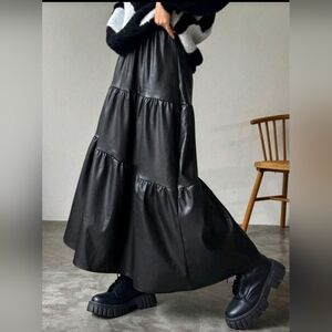 Layered Tier Pleather Skirt